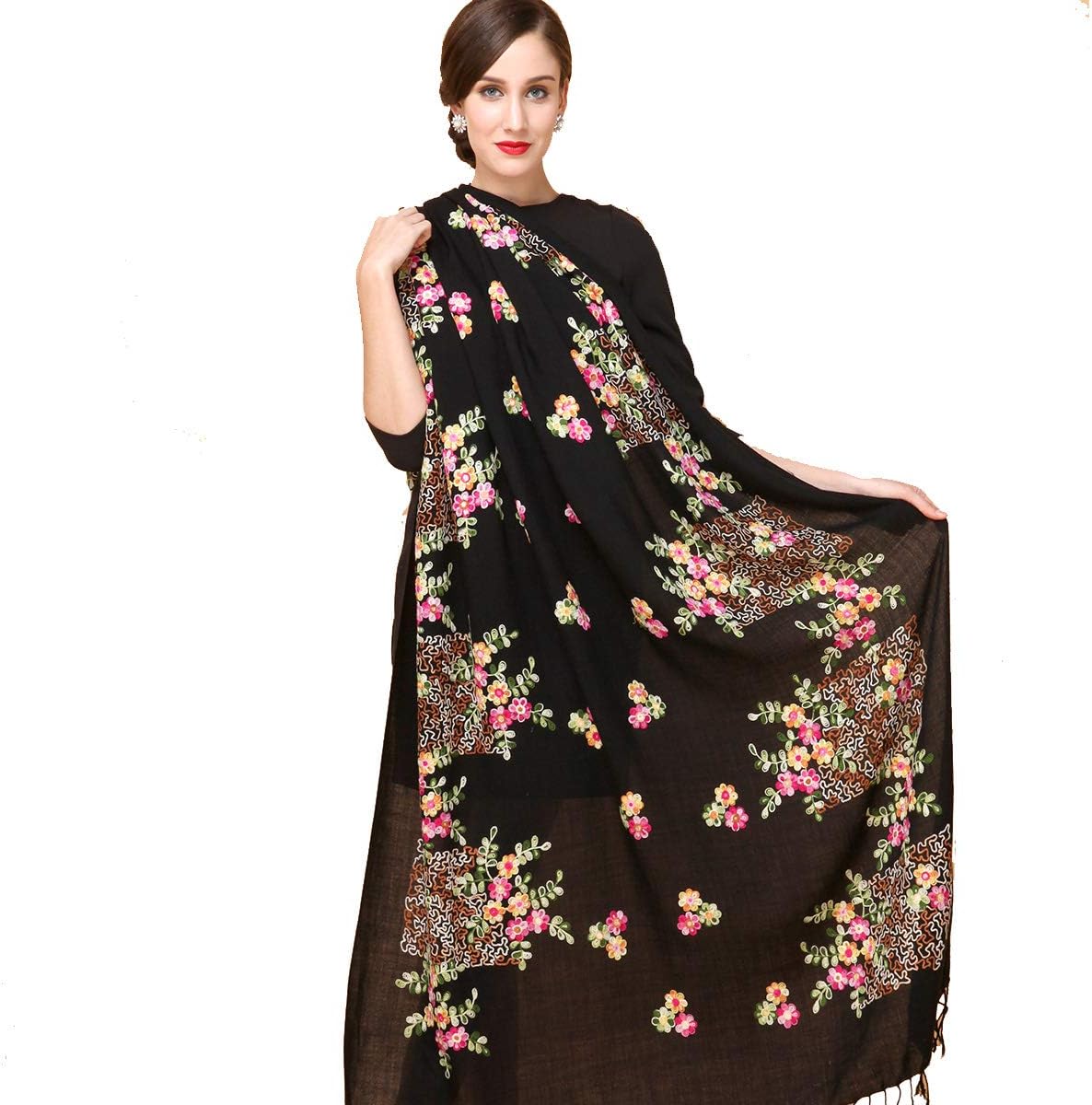 DANA XU Embroidery 100% Pure Wool Pashmina Shawls and Wraps …