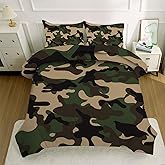kxry Green Camouflage Comforter Set Twin Size Camo Bedding Set for Kids Teens Boys Soft Bedroom Decor for All Seasons with 1 Comforter and 1 Pillowcase