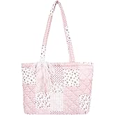 shiprabags Quilted Small Tote Bag for Women, Lightweight Floral Shoulder Bag,Soft College Travel Work Bag Everyday Purse