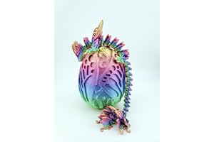 THE GEEK GALLERIA 3D Printed Articulated Silk Candy Rainbow Butterfly Dragon, Home/Office/Desktop Decor, Flexible Sensory Toy, Unique Gift, Insect Lover Gift. (9.5 Inch Dragon wtih Butterfly Egg)