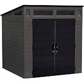 Suncast Modern Outdoor Storage Shed, 200 cu. ft. Peppercorn Resin Plastic Shed for Lawn Mower, Bikes, Utility Tools, Patio, &amp; Yard. Weatherproof &amp; Lockable Modern Sheds &amp; Outdoor Storage, Made in USA