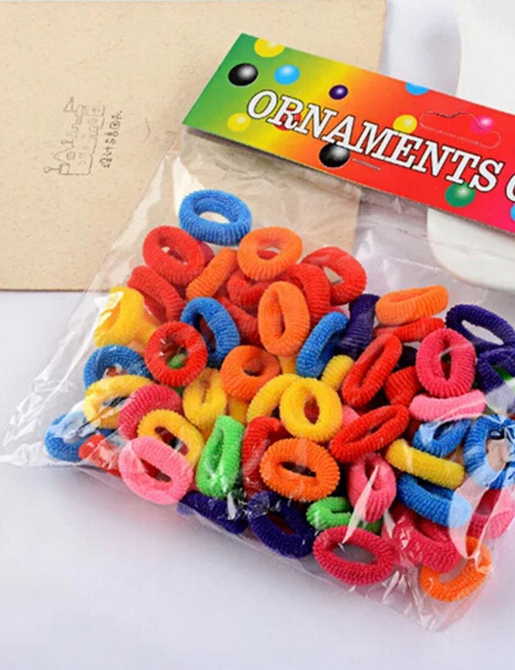 Pack of 100 Hair Ties, Baby Girls Kids Hair Holder Hair Tie Elastic Rubber Bands Ponytail Holders Scrunchie Soft Terry Small Multicolor Hair ties