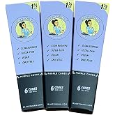 Blazy Susan Rolling Paper Cones Purple 1 1/4 Size (6 per pack) + RSV Scoop Card (3 Packs)