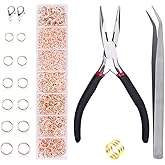 YUGDRUZY Jump Rings for Jewelry Making Kit, 1500 pcs Jewelry Repair Kit for Necklace Bracelet, Lobster Clasps and Closures Repair Supplies Kit with Pliers Tweezers-Rose Gold