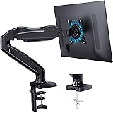 AM alphamount Single Monitor Mount Stand, Computer Monitor Stand for Desk, Height Adjustable/Tilt/Swivel/Rotation Gas Spring 