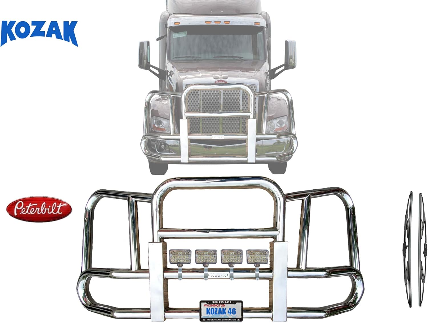 KOZAK Peterbilt 579 587 Front Grille Deer Moose Brush