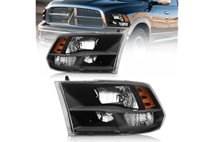 Headlight Assembly for 2009 2010 2011 2012 2013 2014 2015 2016 2017 2018 Dodge Ram 1500/2500/3500 Classic Pickup QUAD Black H