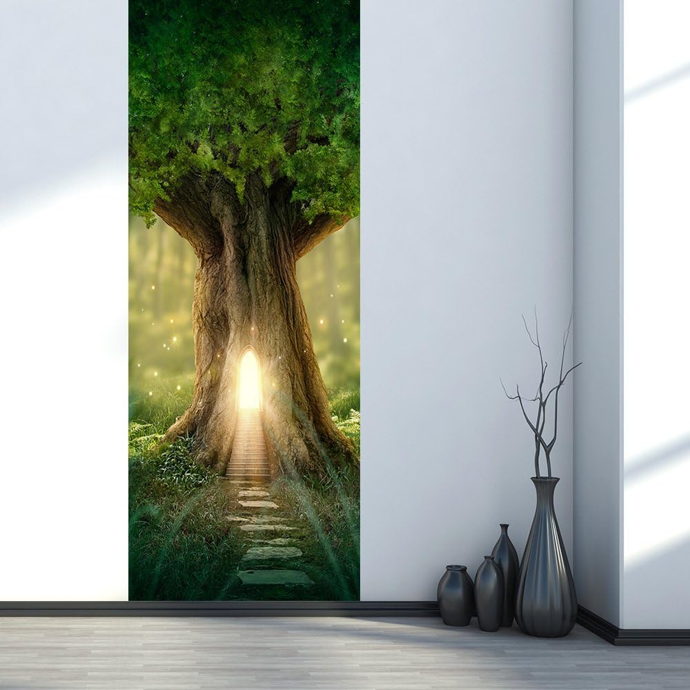 NANA SHENGJIAYI 3D Door Wall Mural Wallpaper Stickers Vinyl Removable Decals for Home 30.3" x 78.7"(77x200cm), 2 Pcs.（Fantasy Tree）: Home & Kitchen