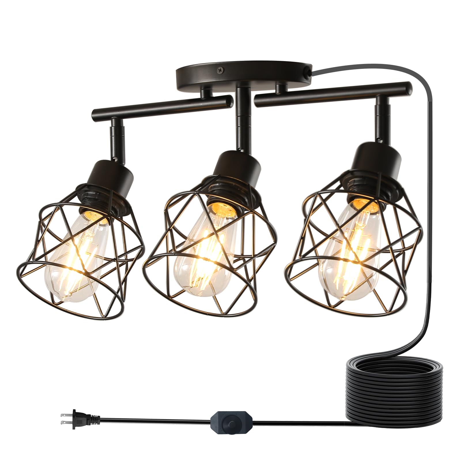 Photo 1 of vivihobb Dimmable Black Plug in Track Lighting Kit,3 Light Plug in Ceiling Light with 16.5' Cord,Flexibly Rotatable Light Head,Modern Industrial Farmhouse Style(Bulbs Not Included)