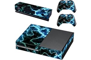 UUShop Protective Vinyl Skin Decal Cover for Microsoft Xbox One Console wrap Sticker Skins with Two Free Wireless Controller Decals Lightnings(NOT for One S or X)