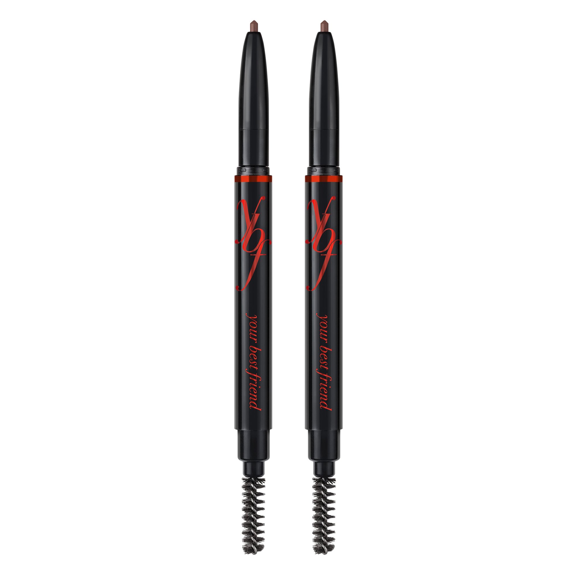 ybf Beauty Universal Automatic Eyebrow Pencil Duo - For All Natural Hair Colors & Skin Tones - Dual-Ended Brow Pencil With Spoolie Brush - Paraben-Free and Cruelty-Free - Taupe - 2 x 0.005 Oz