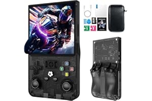 WDYQJE R36MAX Retro Handheld Game Console, 4.0 Inch IPS HD Screen Retro Gaming Console, Linux System, 30＋Emulator Games Retro Game Console, 4000mAh Battery, Built-in 64G TF Card, Black