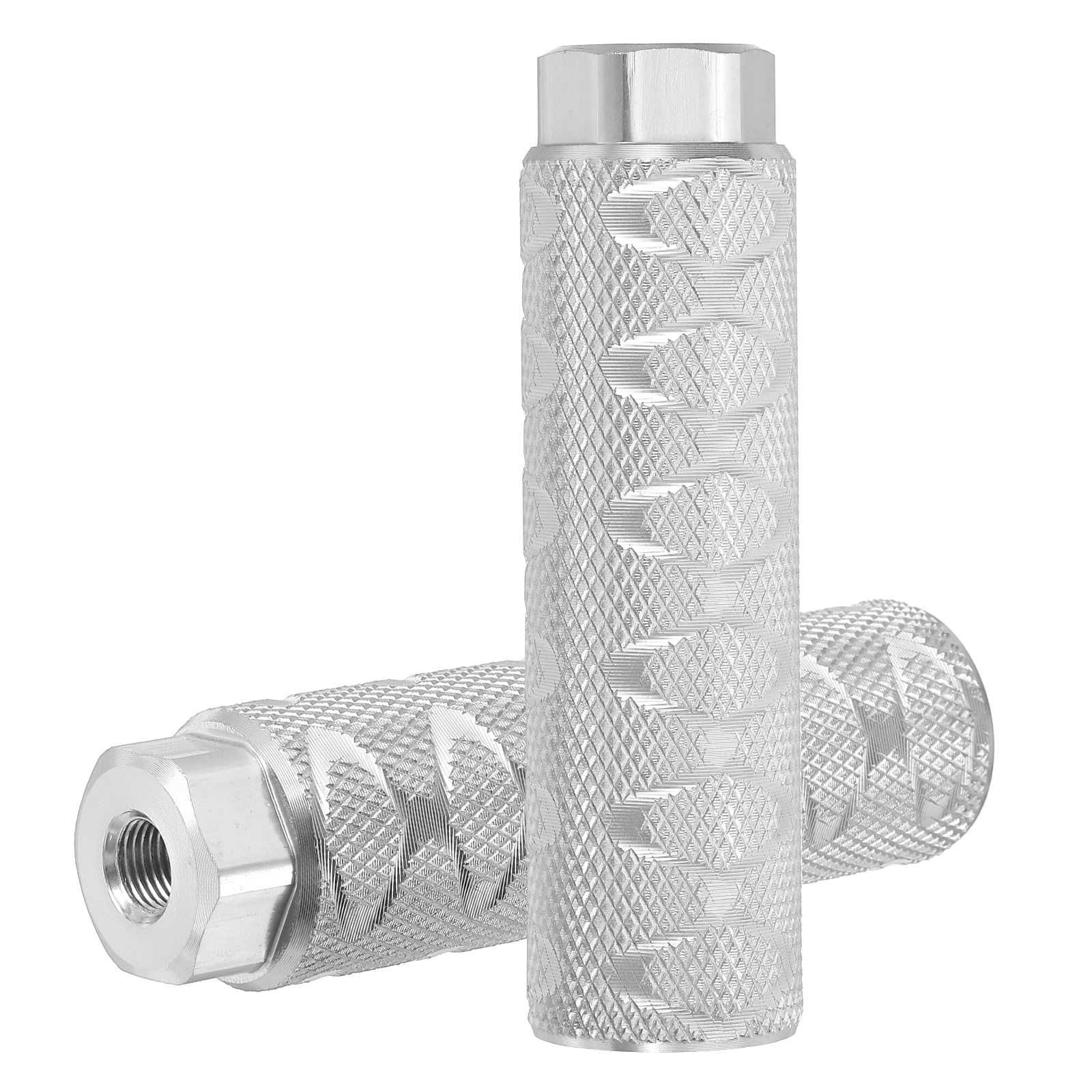 PATIKIL Aluminum Alloy O-Shape Bike Pegs Fit 3/8 inch Axles, 2 Pack Anti-Skid lead Foot Bicycle Pegs Back Seat Stands for BMX Mountain Bike Cycling Rear Stunt Pegs, Silver