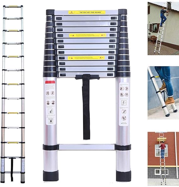 5M Telescoping Ladder Aluminum Telescopic Extension Tall Multi Purpose Loft Ladder 150kg Load