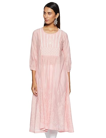 Women's Cotton a-line Kurta (CHIKANKA1548242_Pink_2XL (42))