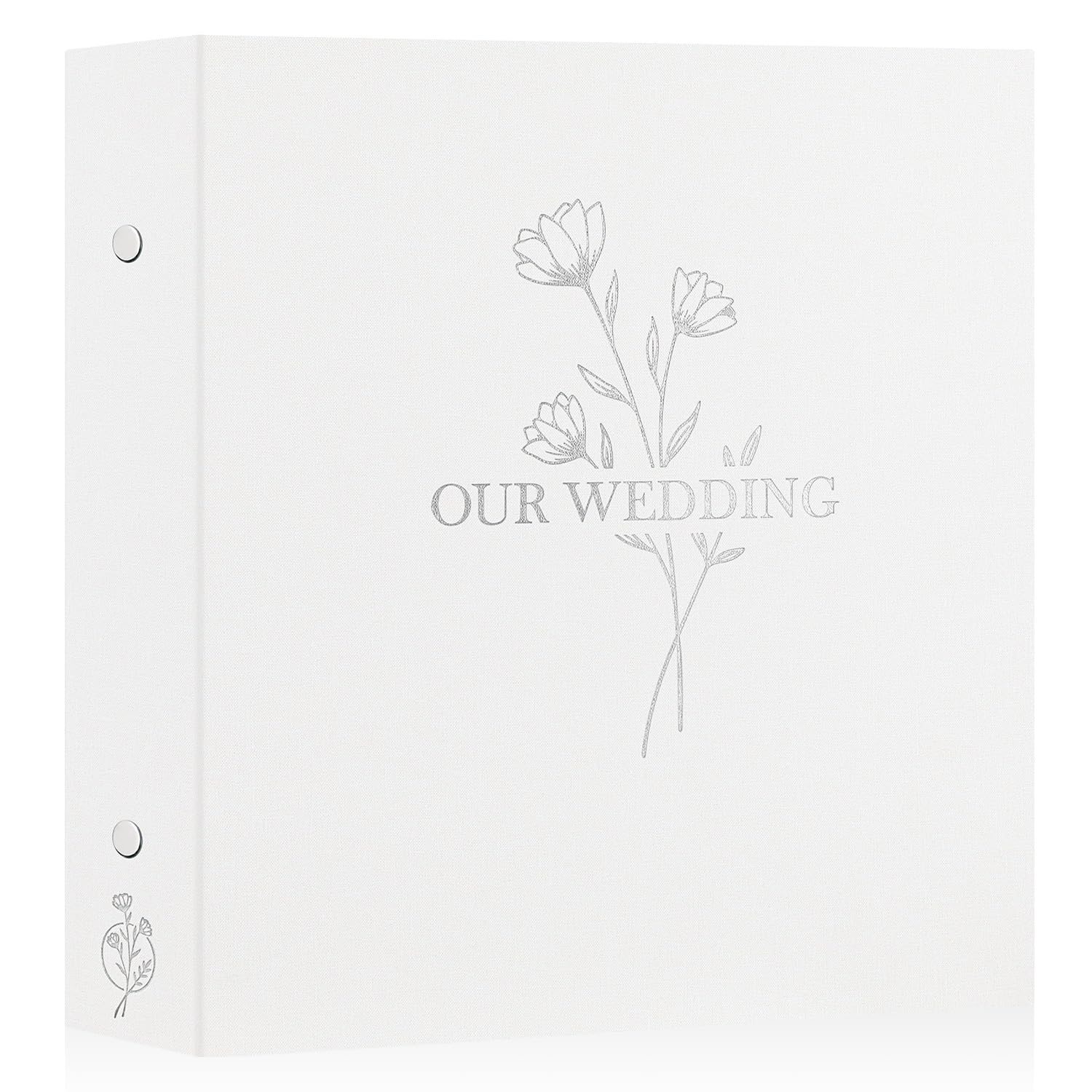 Lanpn Wedding Photo Album 6x4 1000 Pocket Photos Slip in, Linen Cover Large Capacity Newlywed Marriage Album Hold 1000 Horizontal Vertical Photos (Flower, White)