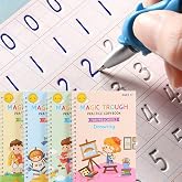 Magic Grooved Reusable Writing Books, Tracing Workbook for Kids Ages 3‑5 | Preschool Calligraphy Practice for Kids; Reusable Grooved Tracing Workbook for Early‑Age Handwriting Skill Building