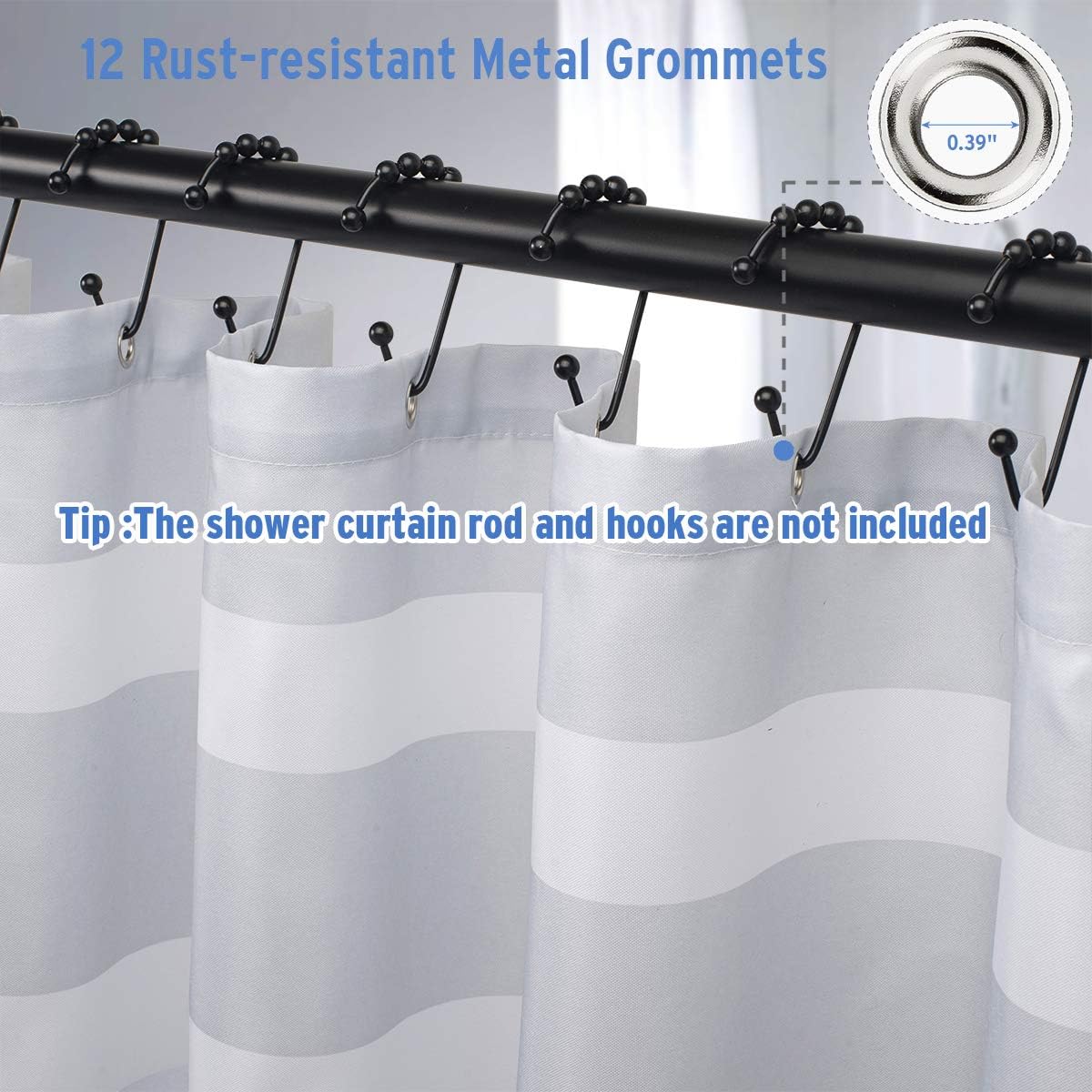 AmazerBath Fabric Shower Curtain, Grey Gradient Stripe Polyester Fabric Shower Curtains Decorative Curtains for Bathroom Hotel Quality, 72 X 72 Inches: Kitchen & Dining