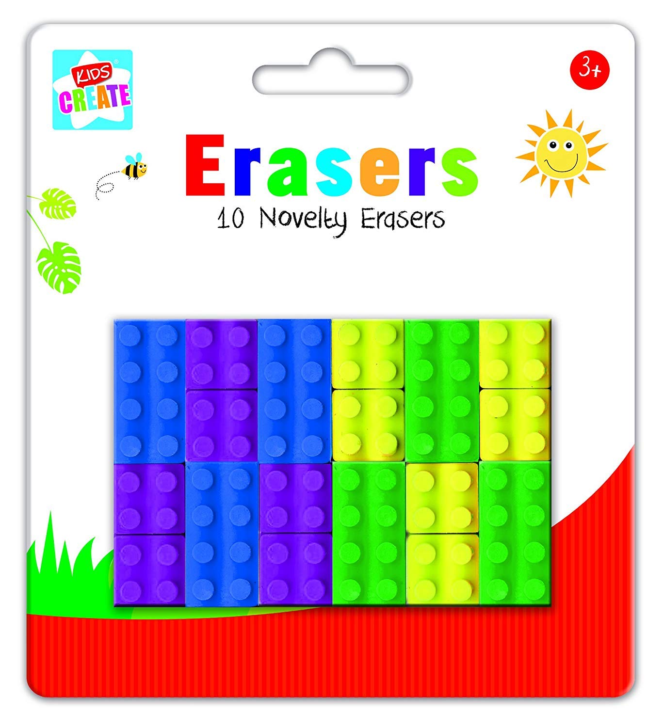Anker Kids Create/Arts and Crafts Brick Shape Erasers, Plastic, Assorted Colour, 29.7 x 21 x 2 cm