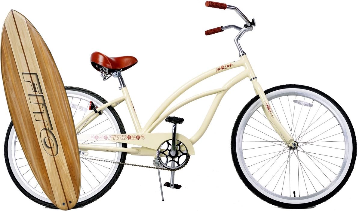 Fito Marina Alloy Single 1-Speed Women - Vanilla, 26" Beach Cruiser Bike Bicycle, Step-Through & Crank fordward Design, Limted Qty Offer!