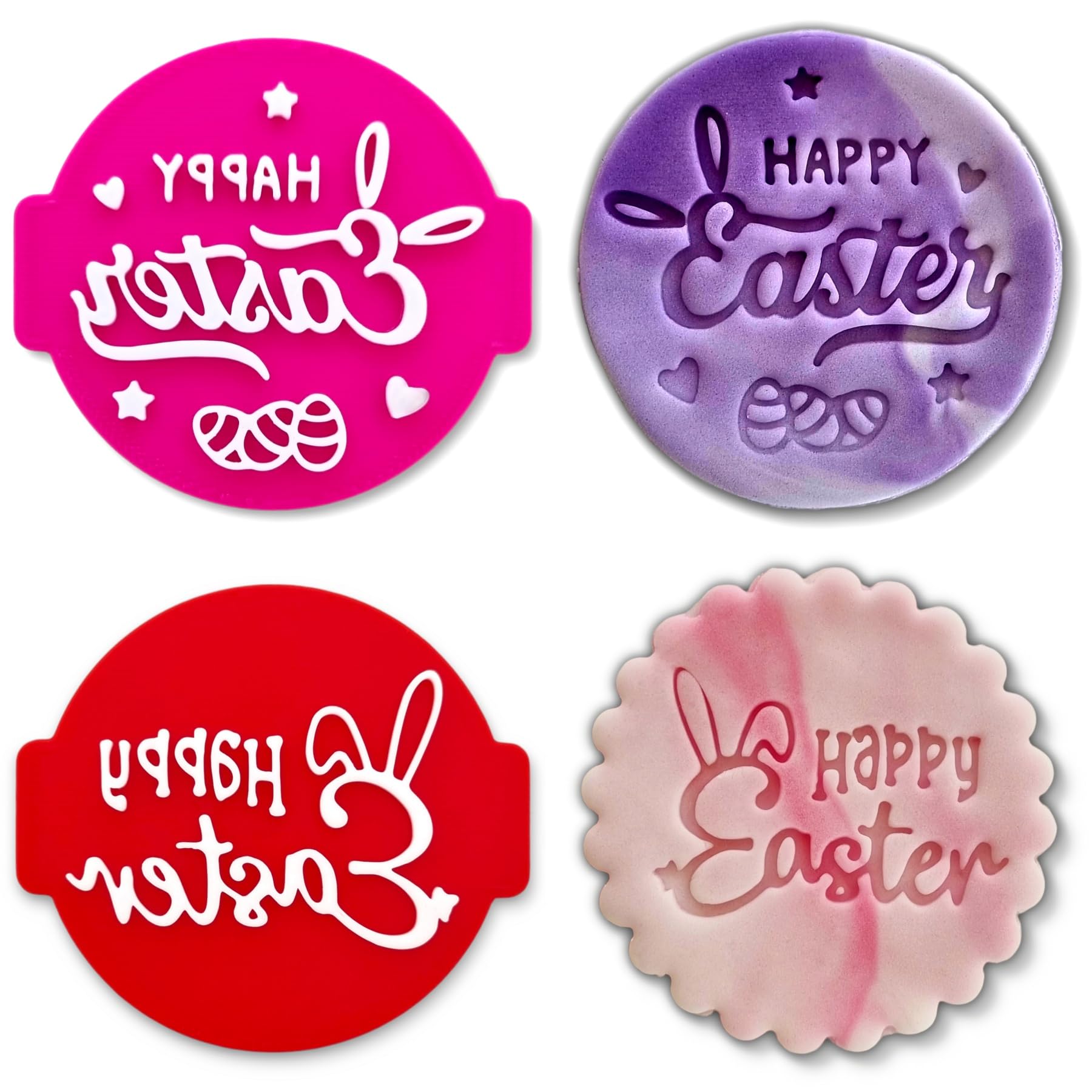 Happy Easter (Set of 2 Stamps) - Embosser Stamp for Fondant, Icing, Cupcake, Cake, Decoration