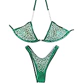 New, Never Worn Crystal Fitness Competition Bikini Suit for Wellness or Figure - Sexy Green