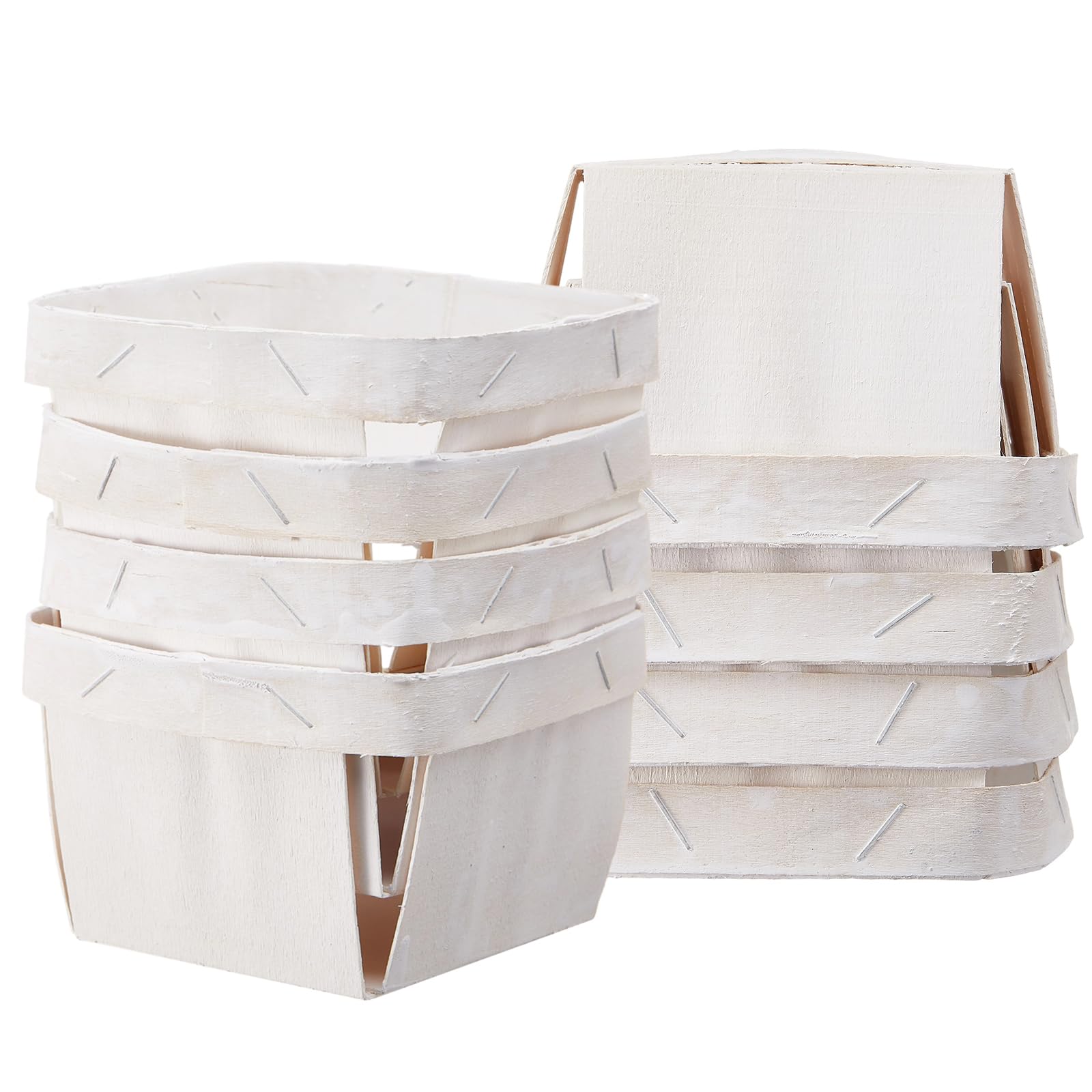 Photo 1 of GlikCeil 24 Pcs One Pint Wooden Berry Baskets Small Fruit Picking Basket 4" Square Mini Vented Wood Boxes for DIY Picking Fruit Wedding Birthday Party Food Storage (White)