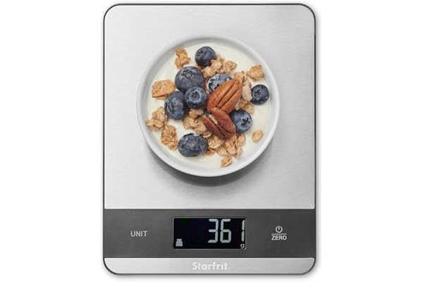 Starfrit Digital Kitchen Food Scale, Stainless Steel, 11 lb/5 kg Capacity | Easy-to-clean stainless steel. Weighs up to 11 lb