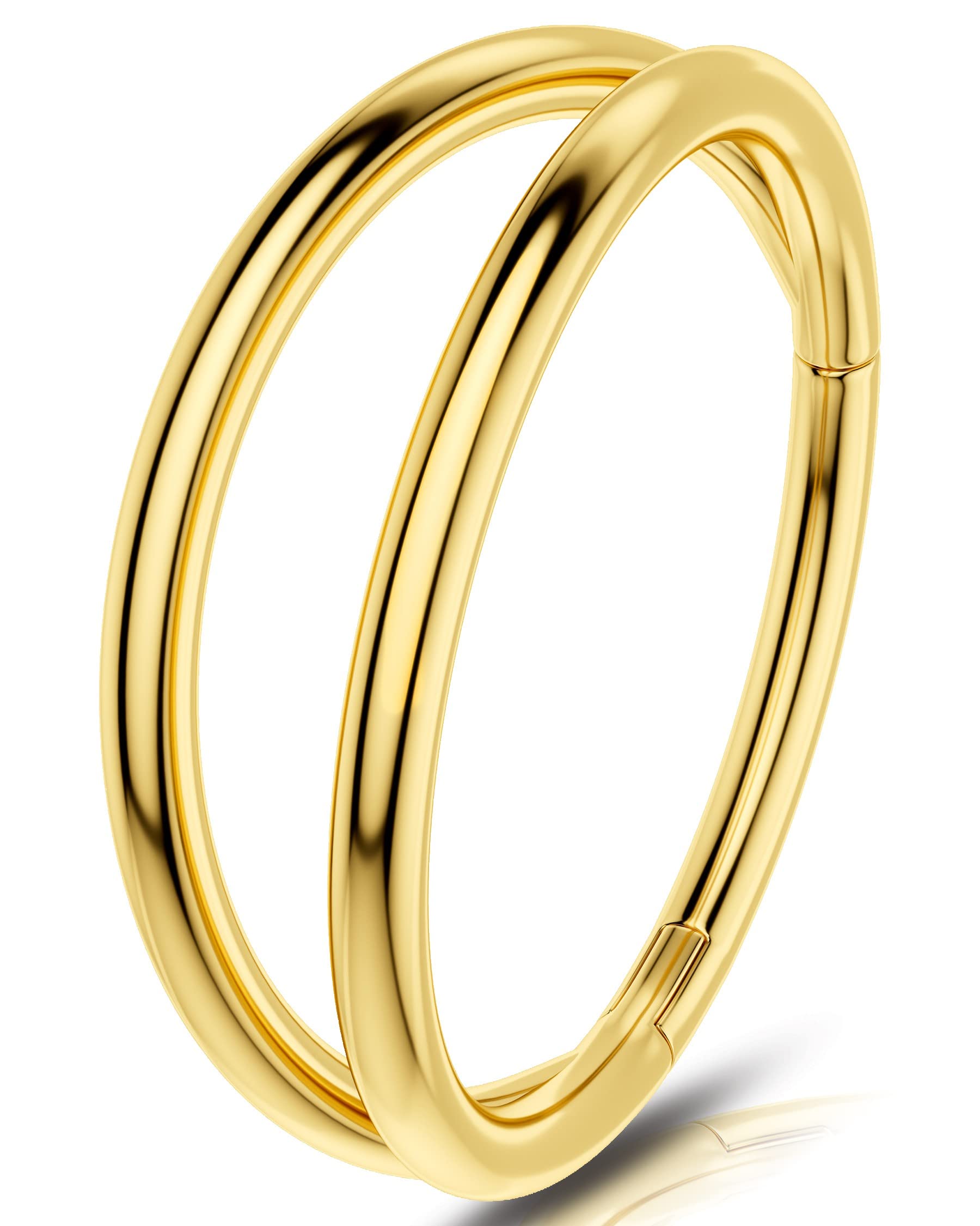 OUFER 18G 1.0mm Nose Ring Hoop Helix Earring Gold Daith Clicker Hinged Segment Stainless Steel Nostril Cartilage Conch Tragus Rook Piercing Jewellery for Women Men 10mm