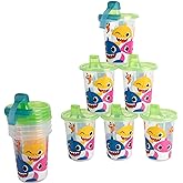 The First Years Take &amp; Toss Pinkfong Baby Shark Sippy Cups - Reusable Toddlers Cups with Lids - Kids Party Pack with 2 Travel Caps - 10 Oz - 10 Count