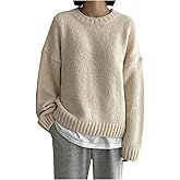 SHENHE Women's Oversized Crew Neck Long Sleeve Soft Casual Loose Sweater Pullover