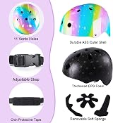 MHJY Kids Helmet & Pads Set Age 3-8 Unicorn Rainbow Bike Cycle Skateboard view 4