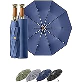 Rain Cats Large Umbrella 45 Inch diameter Umbrellas for rain Strong10 Ribs Fiberglass Windproof big Compact Automatic portable Folding Travel/Thick Fabric/Wood handle