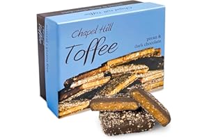 CHAPEL HILL TOFFEE Chapel Hill Pecan and Dark Chocolate Toffee, Natural and Gluten Free, Delicious Toffee Squares (10 Ounce)