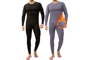 CL convallaria 2 Pack Thermal Underwear for Men Long Johns Fleece Lined Base Layer Set Winter Bottom Top 2XS-6XL