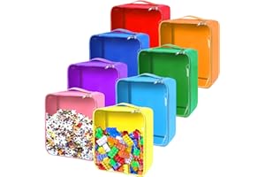 EVELOMO 8 Packs Toy Storage Bags with Zipper, Clear PVC Organizing Bags,Waterproof Toy Storage Bags,Toy Organizing Bags for Building Blocks, Books, Puzzle