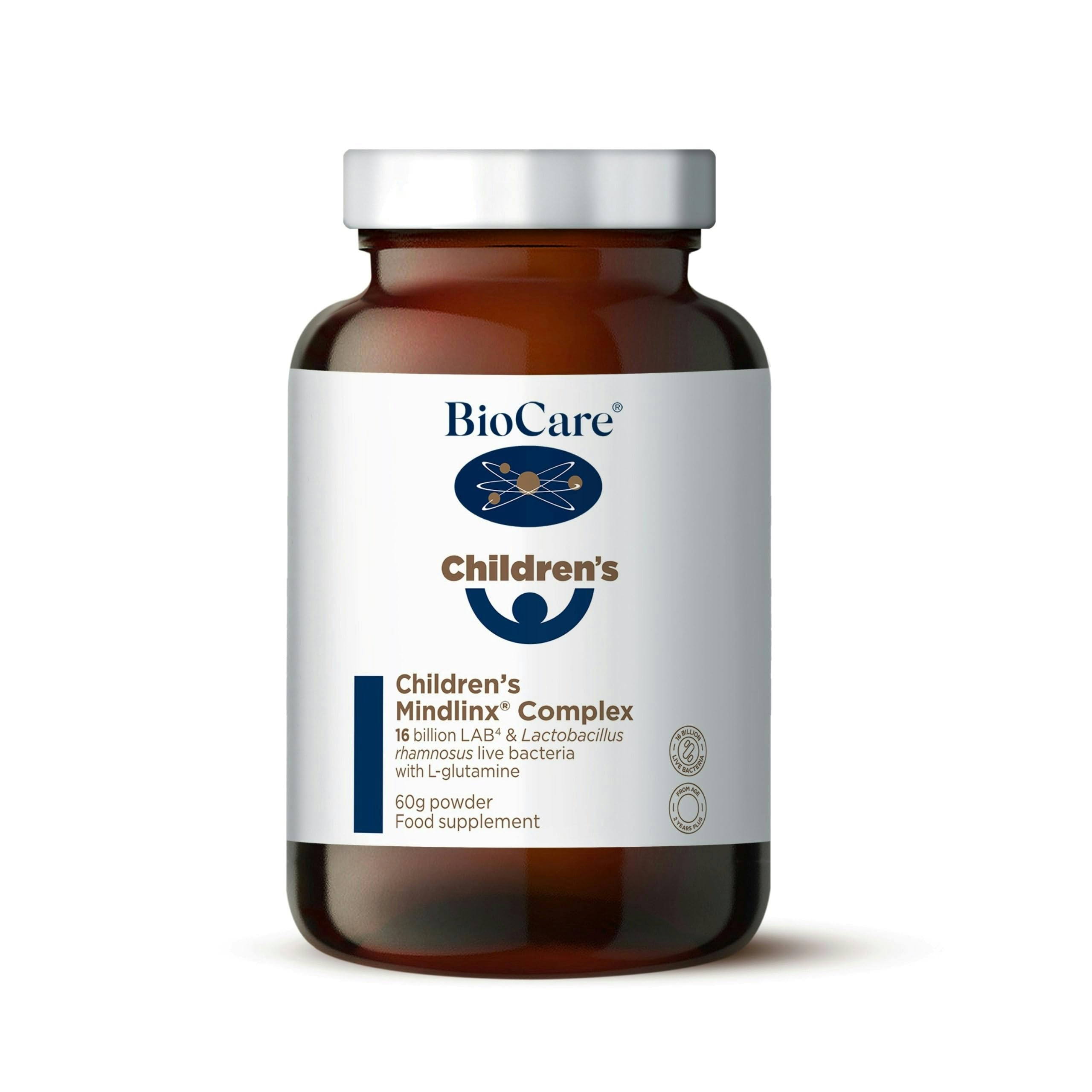 BioCare Children's Mindlinx Complex - 16 Billion LAB4 & Lactobacillus Rhamnosus Live Bacteria, with L-glutamine - Apricot Flavour - Vegan Friendly - 60g Powder