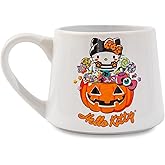 Hello Kitty Sanrio Pumpkin Candy Burglar Tapered Pottery Mug | Large Coffee Cup For Tea, Espresso, Cocoa | Holds 14 Ounces