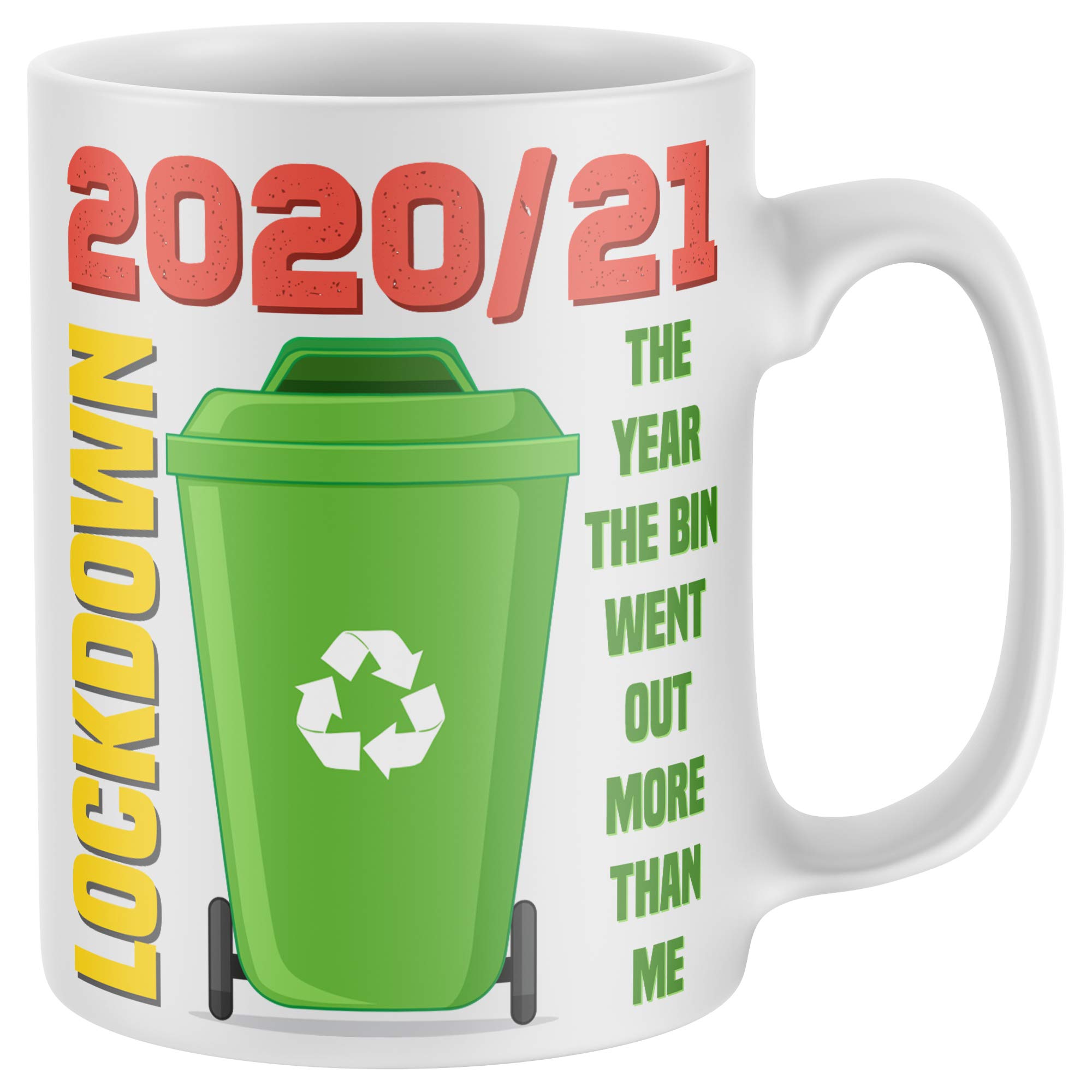Purple Print House Lockdown Gift, 2020/21 Year Bin Went Out, Funny Mugs, Novelty Mug, Birthday Gifts for Men Women 18th 21st 30th 40th 50th 60th, White, One Size