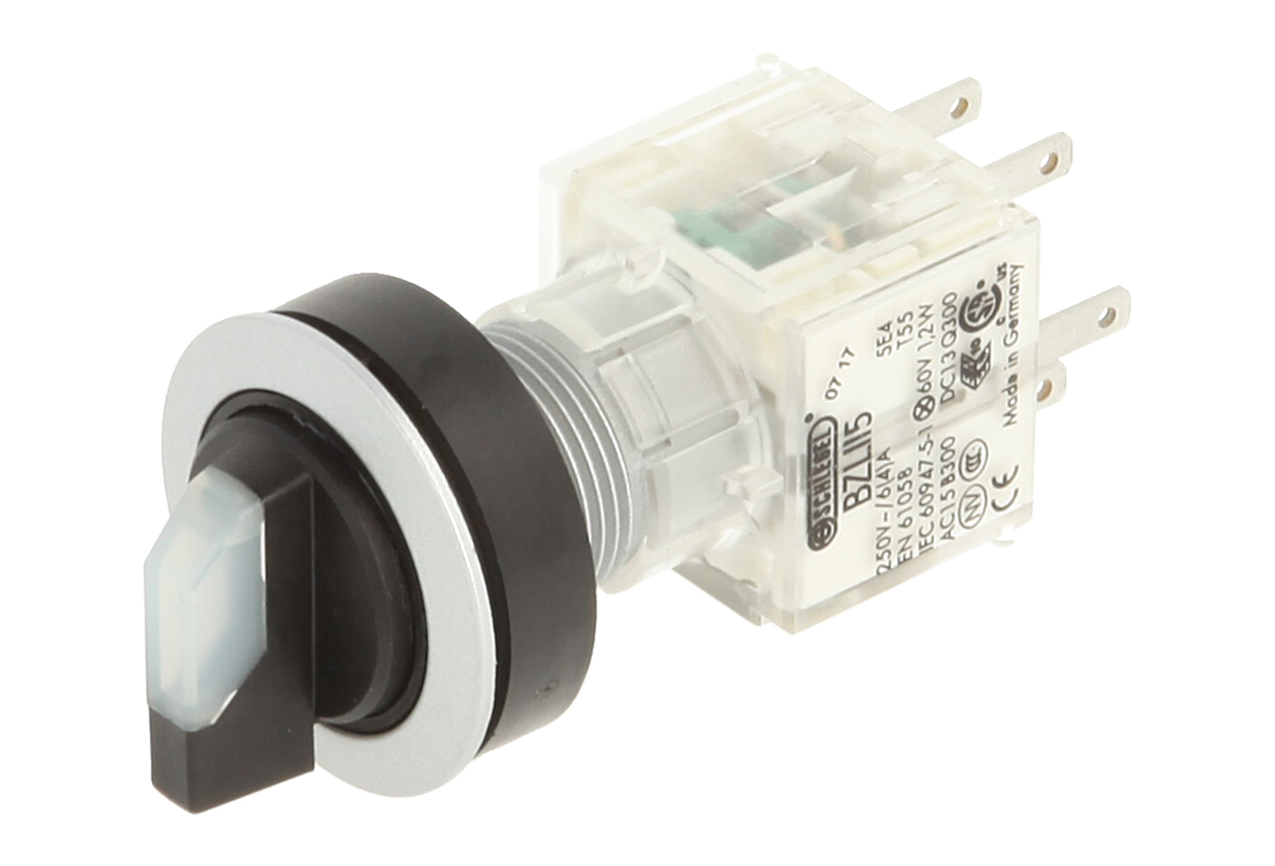 Club 23.001.152 Light Switch, rastend, 3 Positions Momentary Contact Sensor LED Lamp Holder t5,5 K 2 normally open contacts 24 V Clear/Silver (Pack of 2)