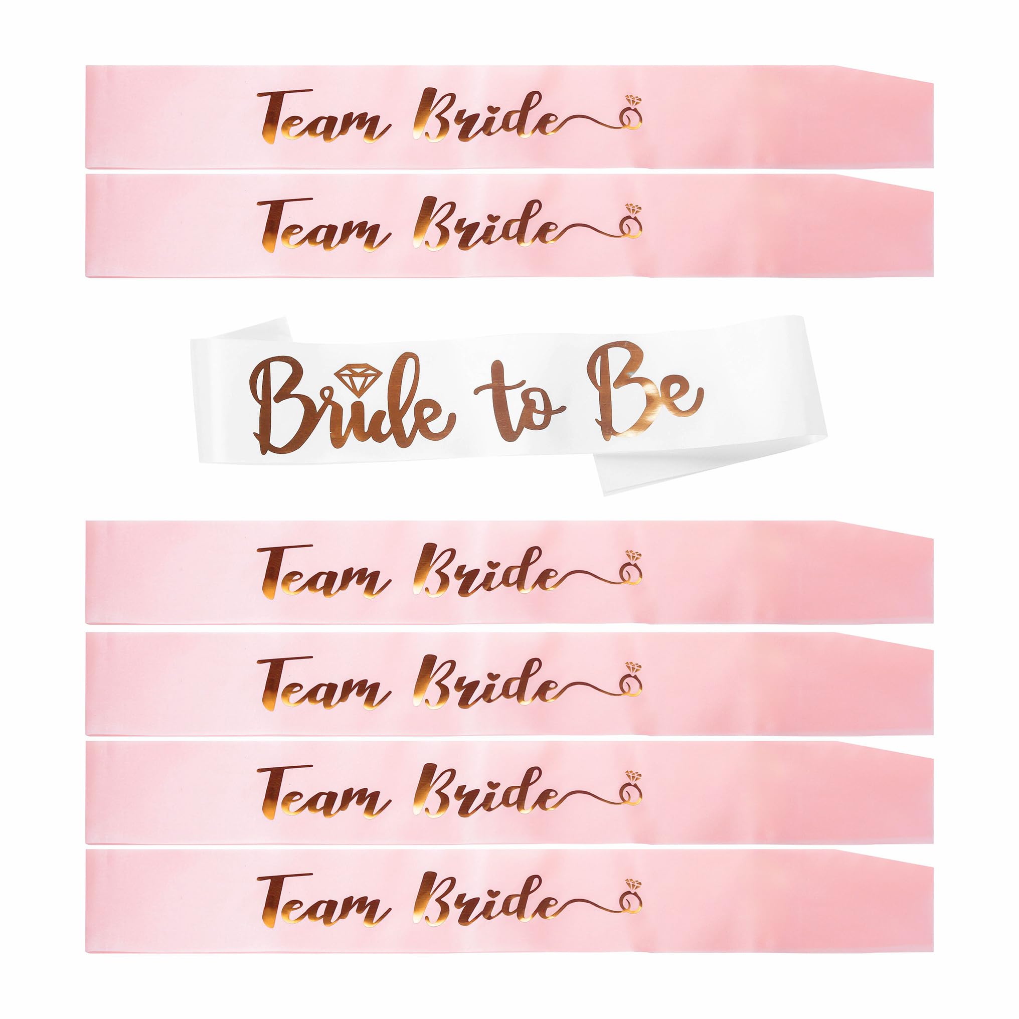Hen Party Sashes Set Bride to Be Sash White & 6 x Team Bride Sash Pink, Hen Do Sashes Accessories Wedding Bride and Team Bride Sashes for Bridal Shower Hen Party Accessories Decorations