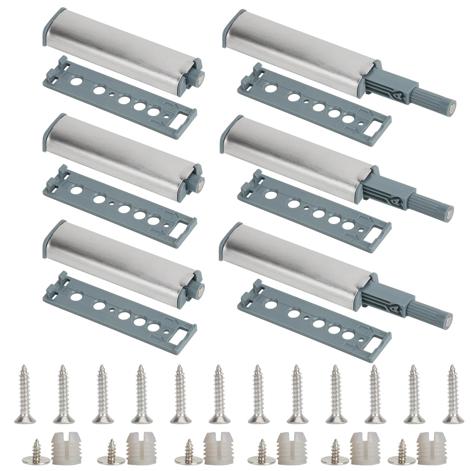 6 PCS Push to Open Door Catches, Portability Magnetic Door Catch, Push Latch Magnetic Catches for Cupboards Easy to Assemble, Magnetic Soft Close Dampers for Kitchen Bedroom Dressing Room