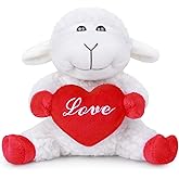 Tiny Heart Romantic Valentine's Day Love Lamb Plush Toy 13cm/5”, sit Cuddly Stuffed Animal Cute Sheep Super Soft Home Decoration Toys Gifts for boys girls Kids red