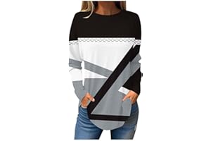 Astreeas Long Sleeve Shirts for Women Oversized Casual Crewneck Tunic Tops Fashion Printed Loose Fit Blouse 2024 Fall Outfits
