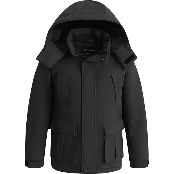 Wantdo Boys' Fleeced Winter Ski Jacket – Waterproof, Hooded, Snowboarding, Mid-Length, Blue