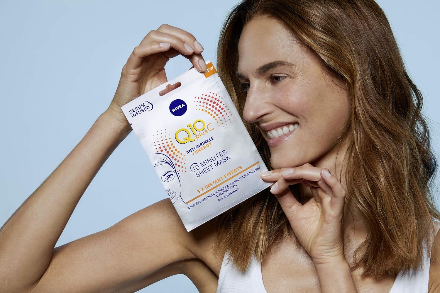 NIVEA Q10 + C Power Anti-Wrinkle + Energy Sheet Mask (1 Piece), Anti Ageing Moisturiser Mask with Vitamin C - Image 5