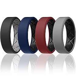 Egnaro Men's Silicone Rings, 7.5mm Wide 2.5mm Thick