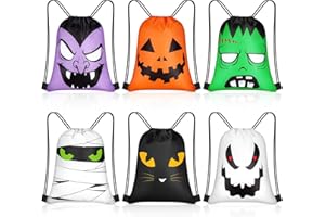 Censen 24 Pcs Drawstring Bags Set Bulk 12 x 10 Inch Waterproof Beach Sack Pack for Girls Boys Kids Gift Party Gym Supplies (Halloween Style)