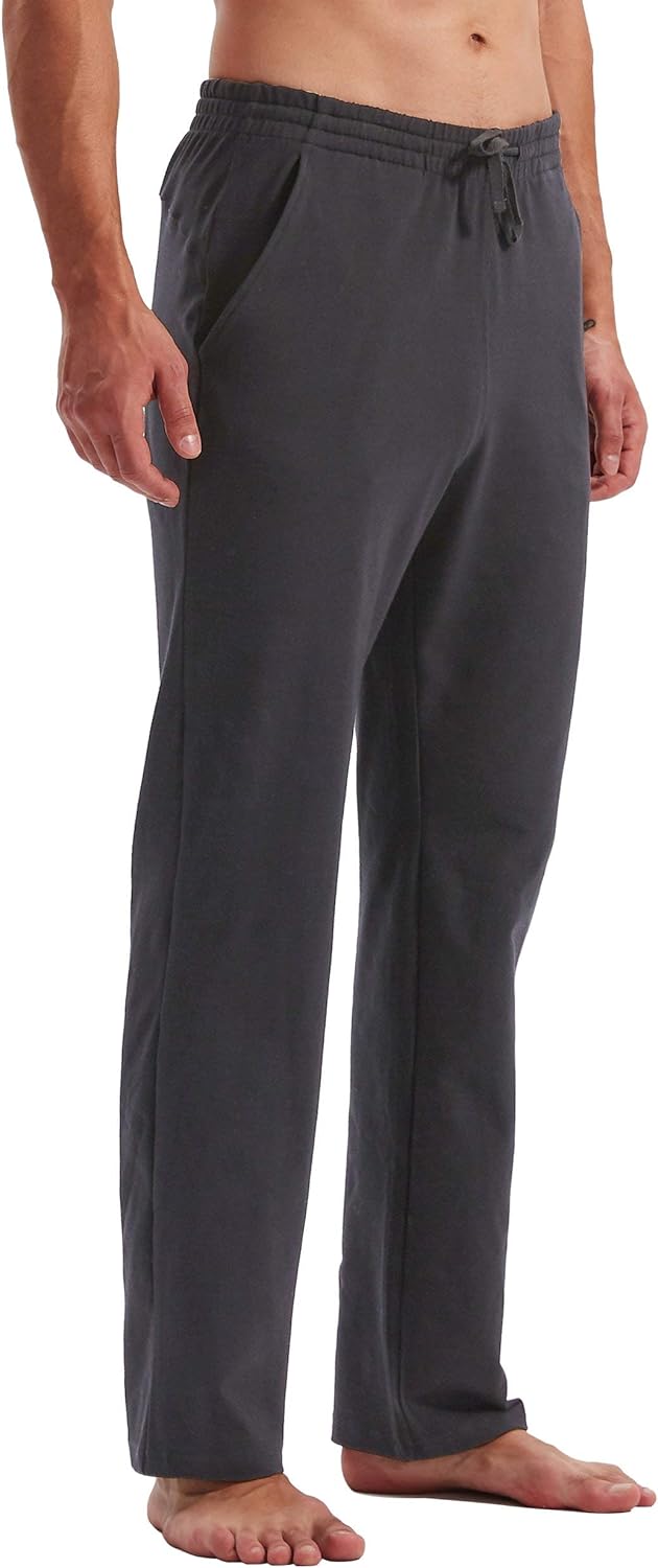 Willit Men's Cotton Yoga Sweatpants Open Bottom Joggers Straight Leg Running Casual Loose Fit Athletic Pants with Pockets : Clothing