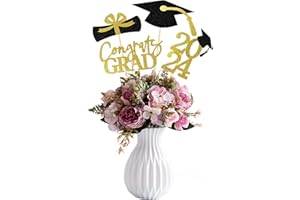 QUINNSUS Graduation Decorations Class of 2024 - 16 PCS Black and Gold Graduation Centerpieces for Tables, 2024 Graduation Party Decorations, Graduation Party Supplies Table Toppers Class of 2024